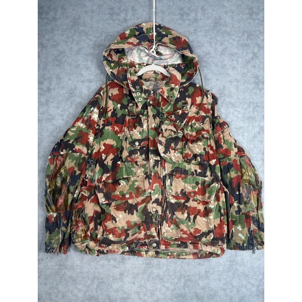 Vintage Swiss Army M70 Alpenflage Camo Field Jacket Parka Rucksack Size 48